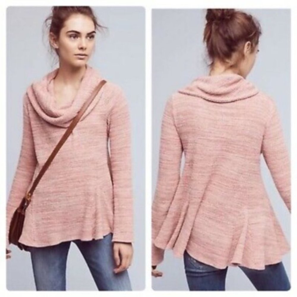 Anthropologie Pink Cowl Neck Sweater, Size Medium